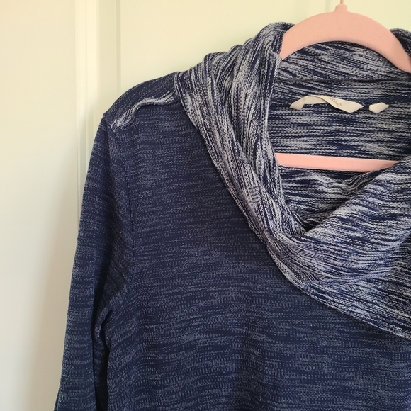 Soft Surroundings Blue Split Cowl Neck Long Sleeve Tunic Sweater Medium - Picture 2 of 11